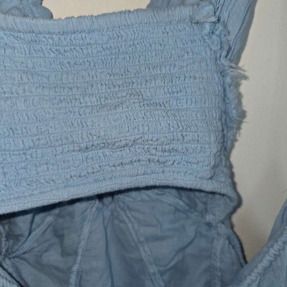Free People Free-Est Coconico Mini Boho Blue Cutout Dress Sz M - Picture 7 of 8